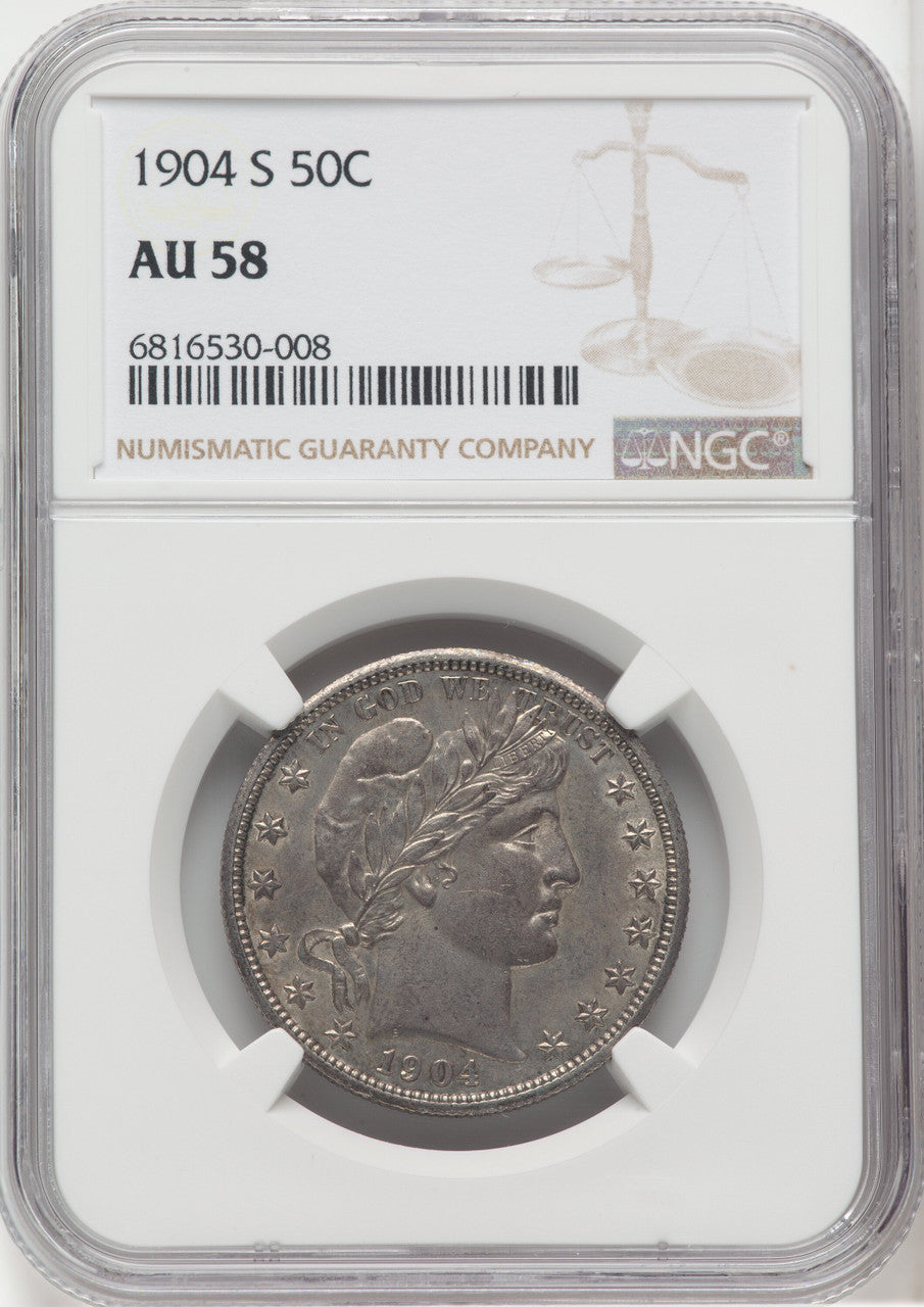 1904-S 50C Barber Half Dollar NGC AU58
