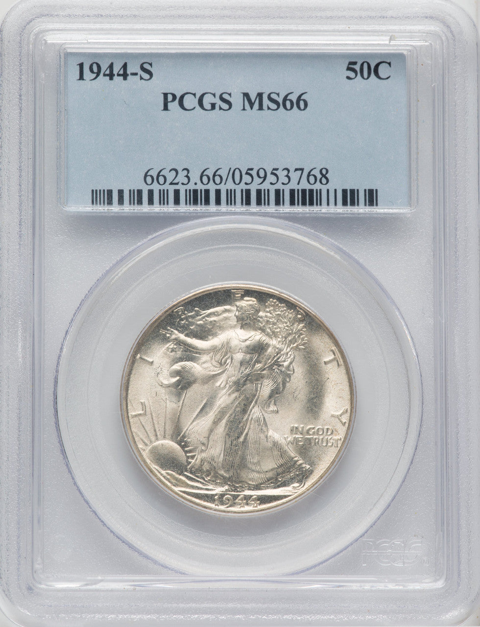 1944-S 50C Walking Liberty Half Dollar PCGS MS66