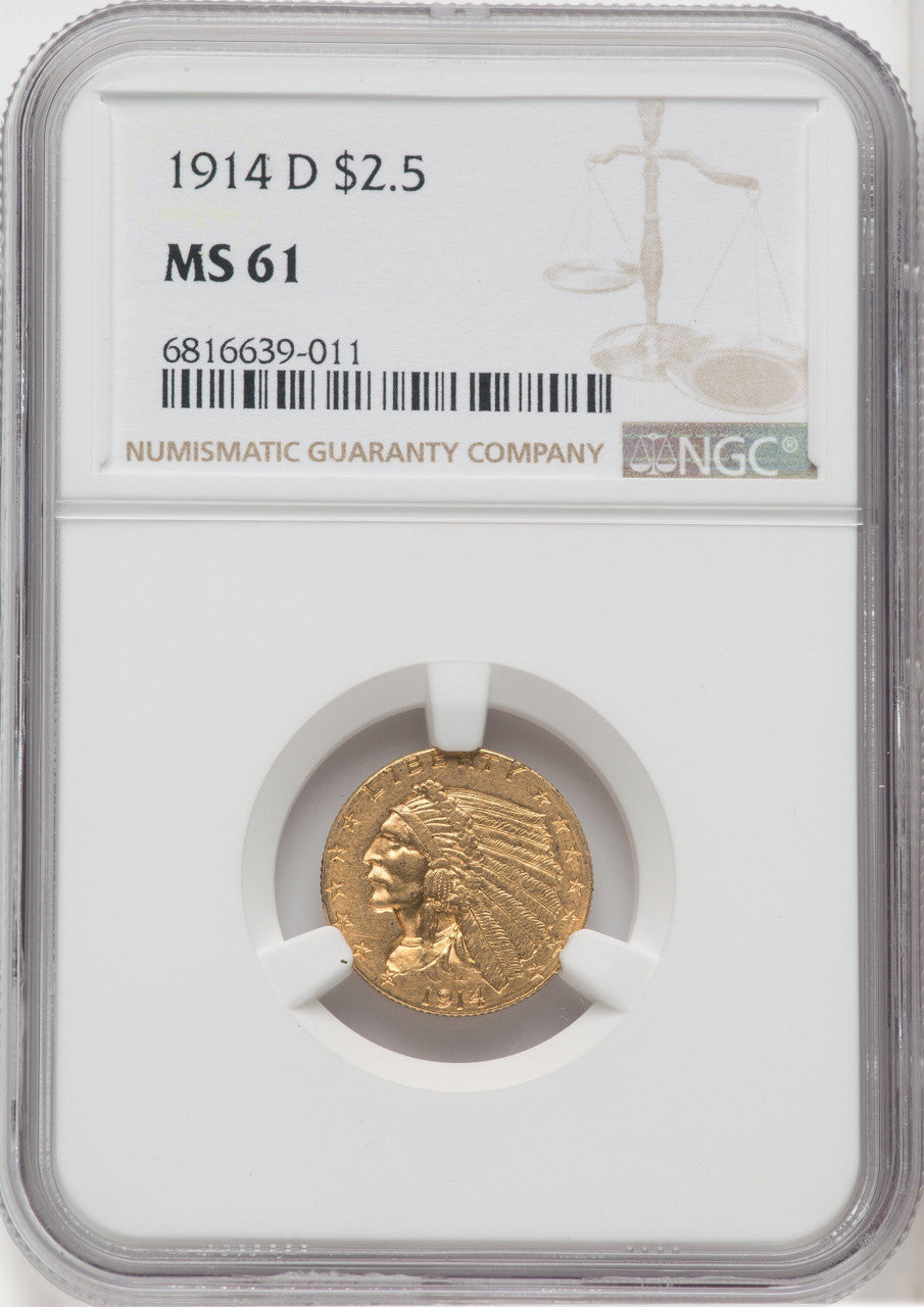 1914-D $2.50 Indian Quarter Eagle NGC MS61