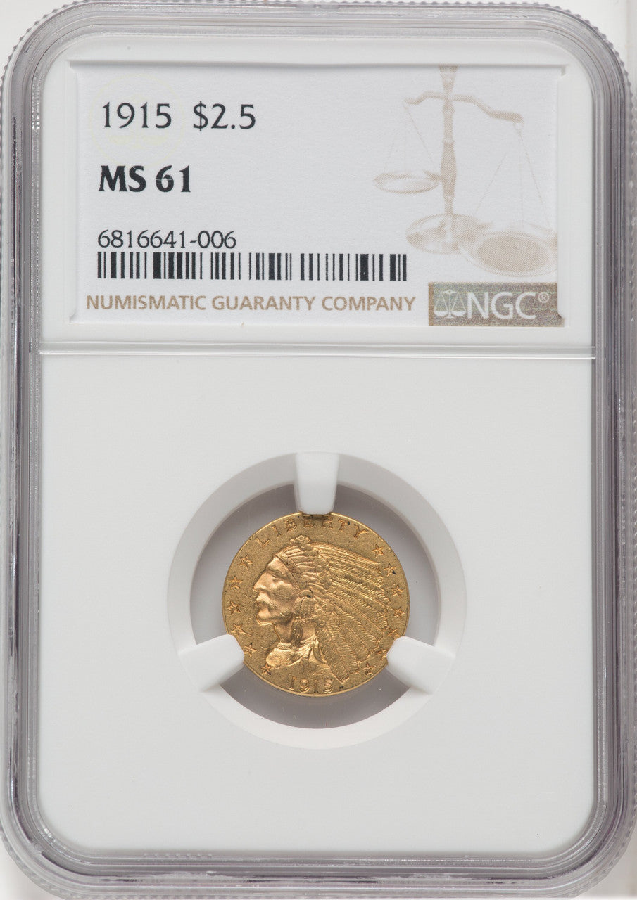 1915 $2.50 Indian Quarter Eagle NGC MS61