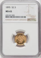 1895 $2.50 Liberty Quarter Eagle NGC MS65