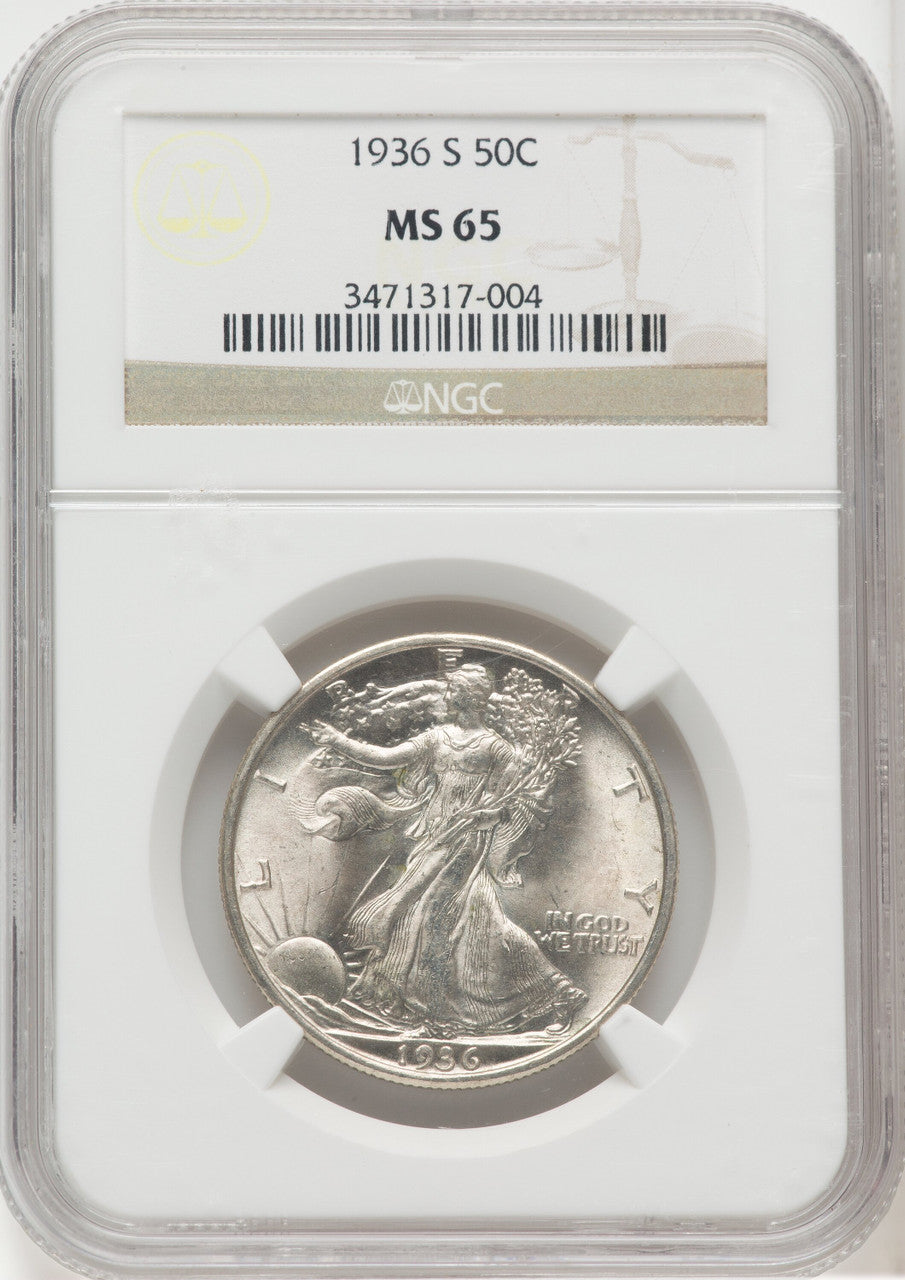 1936-S 50C Walking Liberty Half Dollar NGC MS65