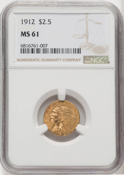 1912 $2.50 Indian Quarter Eagle NGC MS61