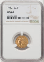 1912 $2.50 Indian Quarter Eagle NGC MS61