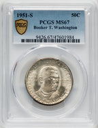 1951-S 50C Booker T. Washington Commemorative Silver PCGS MS67