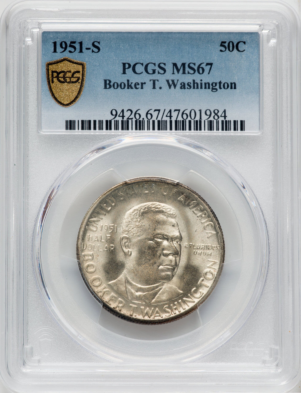 1951-S 50C Booker T. Washington Commemorative Silver PCGS MS67