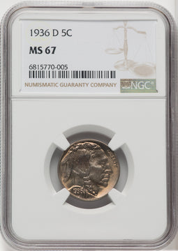 1936-D 5C Buffalo Nickel NGC MS67 (765471003)