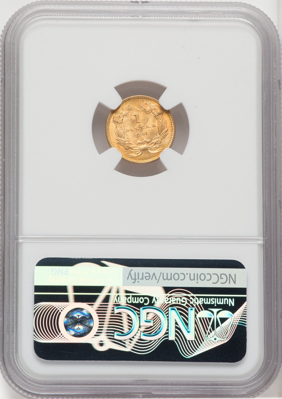1861 G$1 Gold Dollar NGC MS63