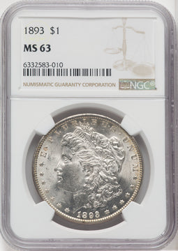 1893 $1 Morgan Dollar NGC MS63