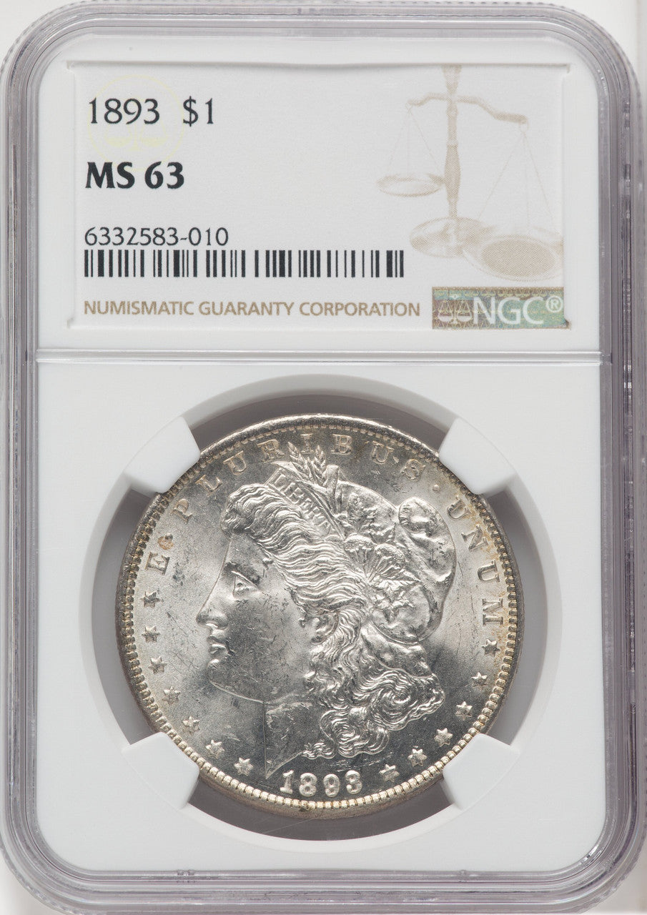 1893 $1 Morgan Dollar NGC MS63