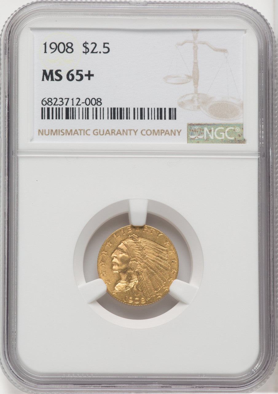 1908 $2.50 Indian Quarter Eagle NGC MS65+