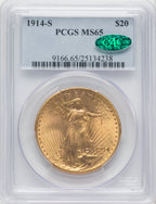 1914-S $20 CAC Saint-Gaudens Double Eagle PCGS MS65