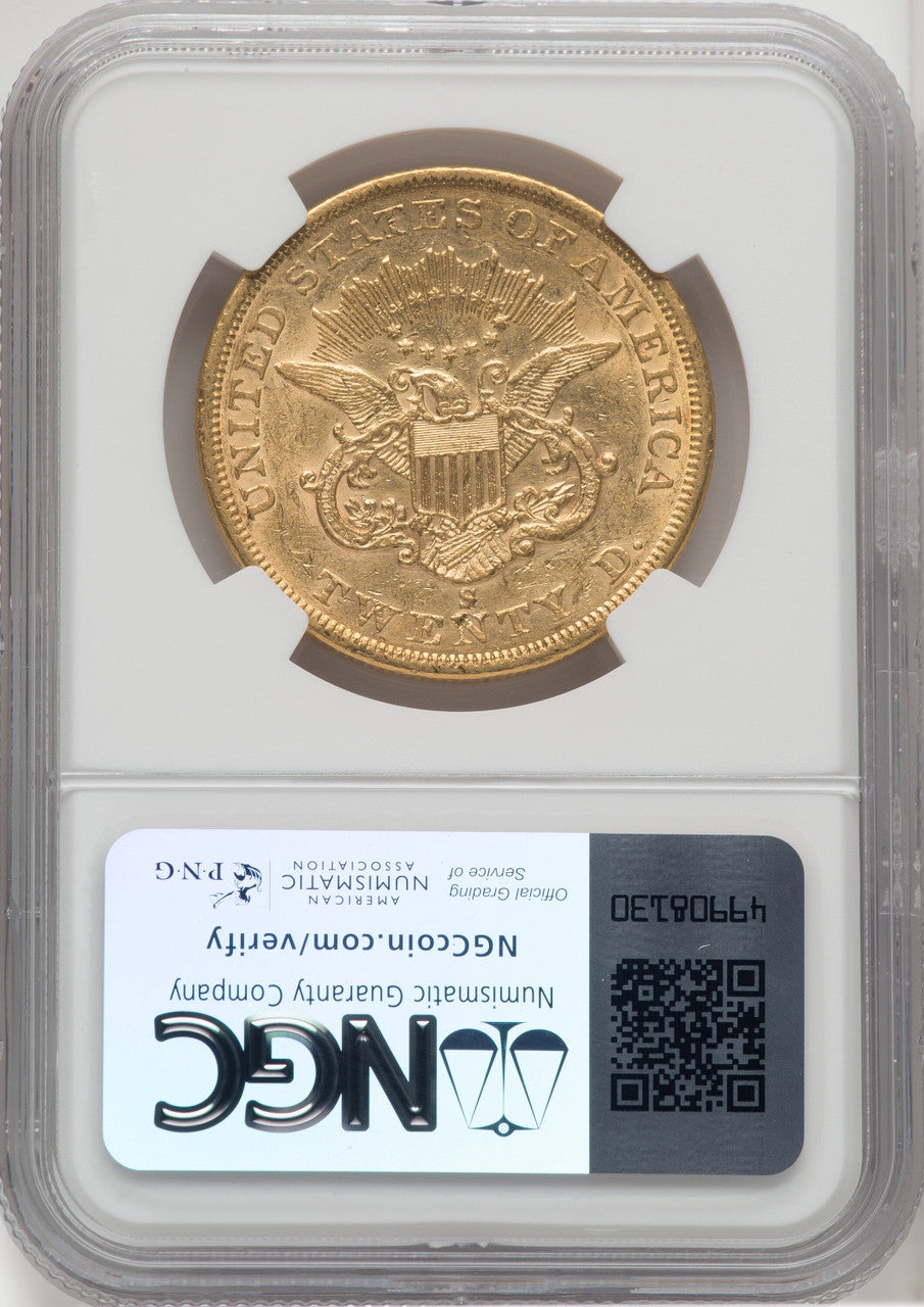 1862-S $20 Liberty Double Eagle NGC AU58