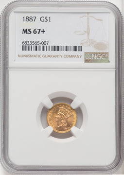 1887 G$1 Gold Dollar NGC MS67+