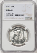 1947 50C Walking Liberty Half Dollar NGC MS66+