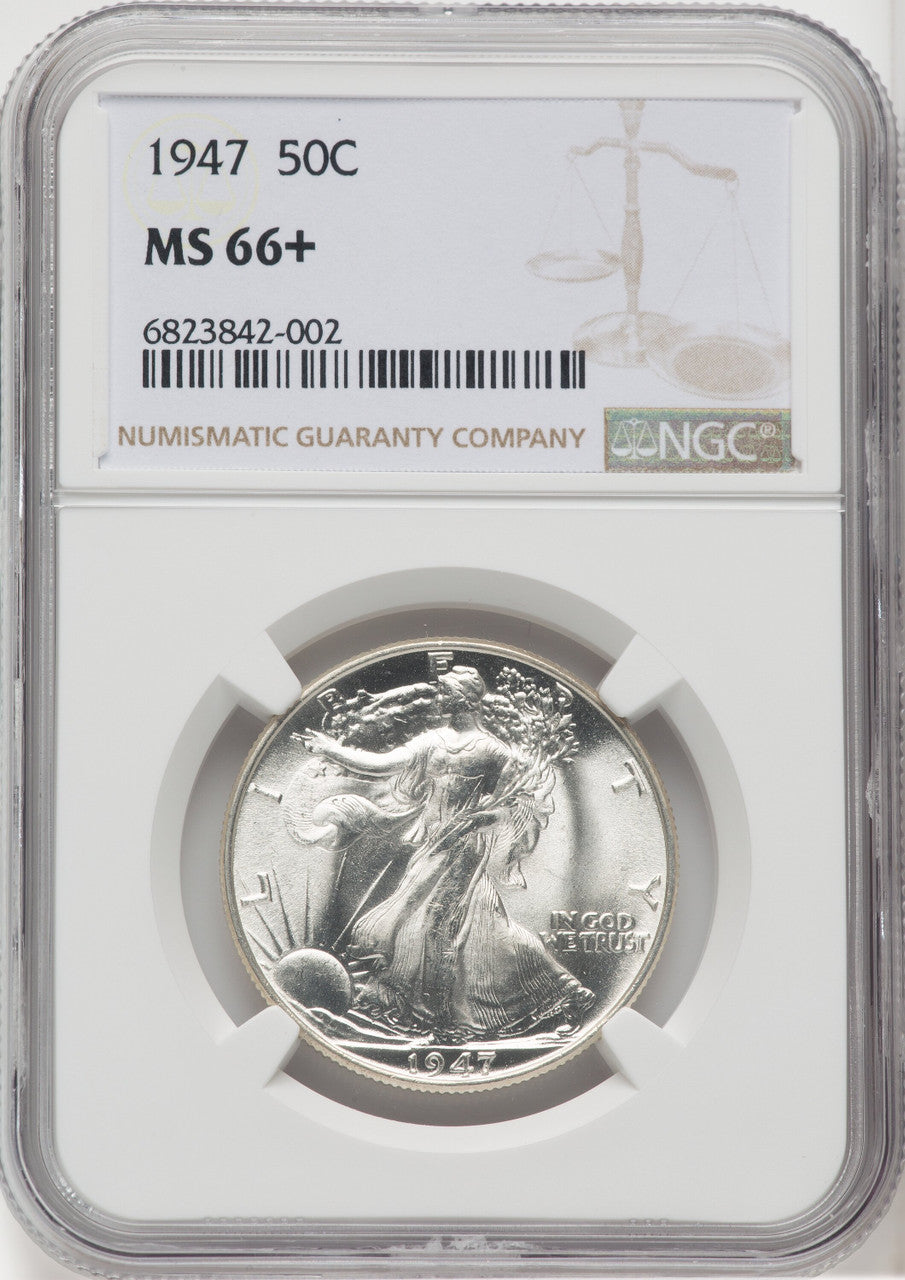 1947 50C Walking Liberty Half Dollar NGC MS66+