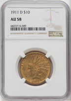 1911-D $10 Indian Eagle NGC AU58