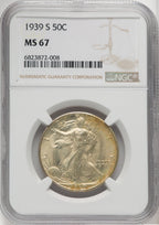 1939-S 50C Walking Liberty Half Dollar NGC MS67 (764026018)