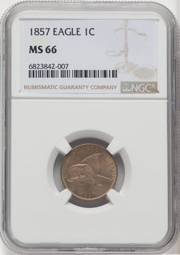1857 1C Flying Eagle Cent NGC MS66