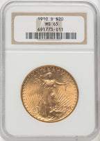 1910-S $20 Saint-Gaudens Double Eagle NGC MS65