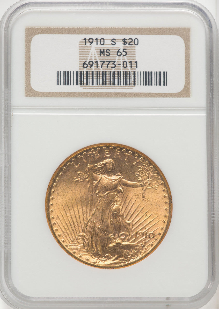 1910-S $20 Saint-Gaudens Double Eagle NGC MS65