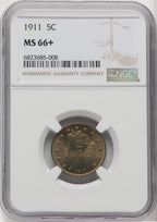 1911 5C Liberty Nickel NGC MS66+