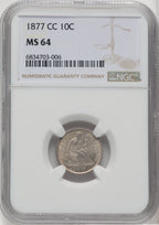 1877-CC 10C Seated Dime NGC MS64