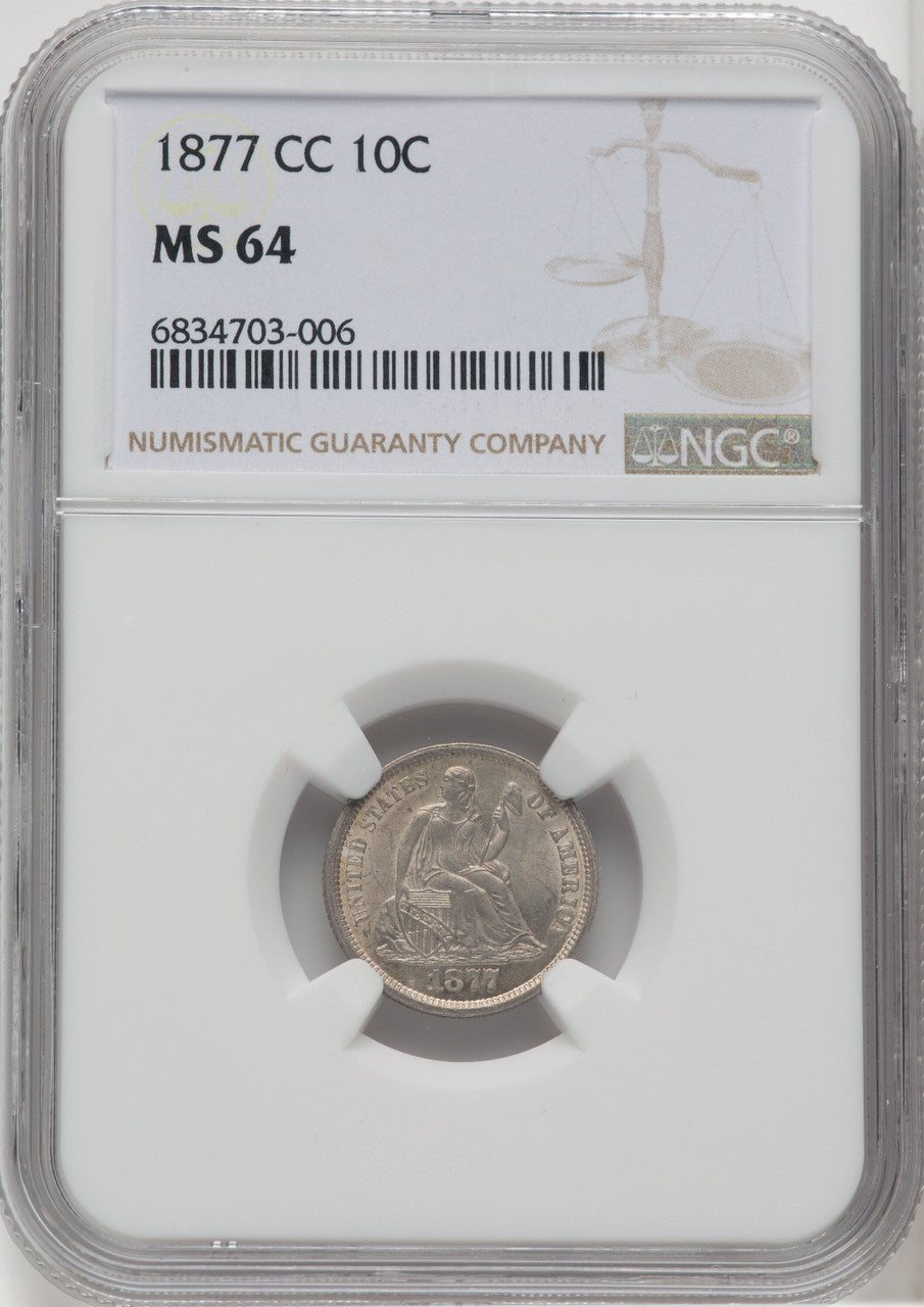1877-CC 10C Seated Dime NGC MS64