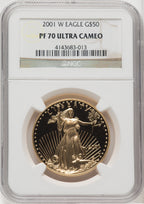 2001-W $50 One-Ounce Gold Eagle Brown Label NGC PF70