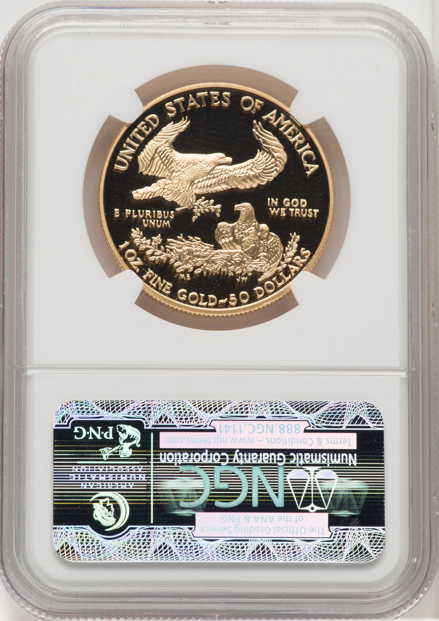 2001-W $50 One-Ounce Gold Eagle Brown Label NGC PF70