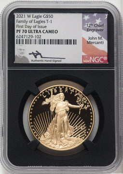 2021-W $50 One Ounce Gold Eagle Type One First Day of Issue NGC PF70