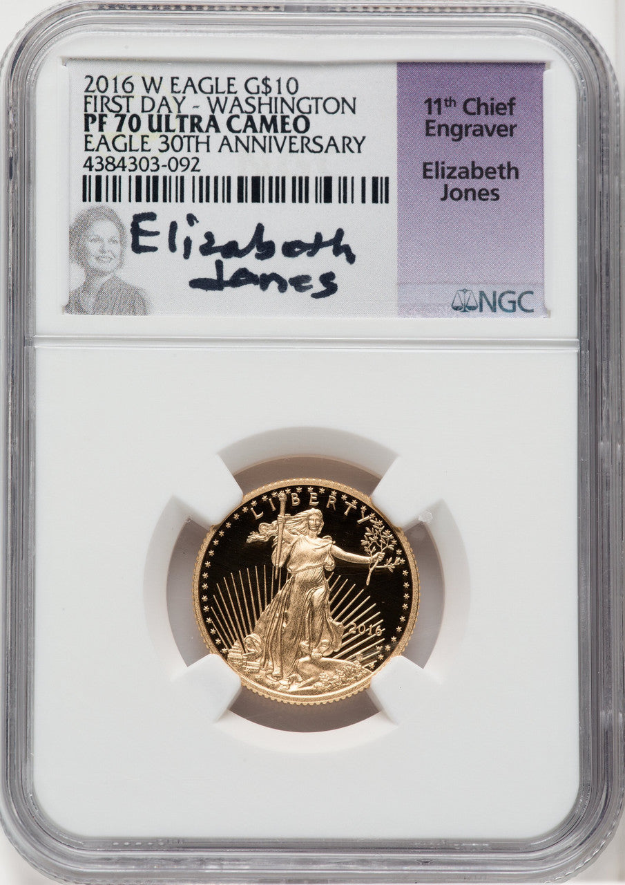 2016-W $10 Quarter-Ounce Gold Eagle 30th Anniversary NGC PF70 Jones Signed