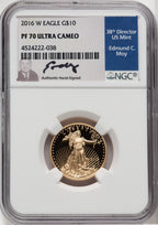 2016-W $10 Quarter-Ounce Gold Eagle 30th Anniversary NGC PF70 Moy Signed