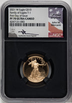 2021-W G$10 Quarter Ounce Gold Eagle Type One First Day of Issue NGC PF70