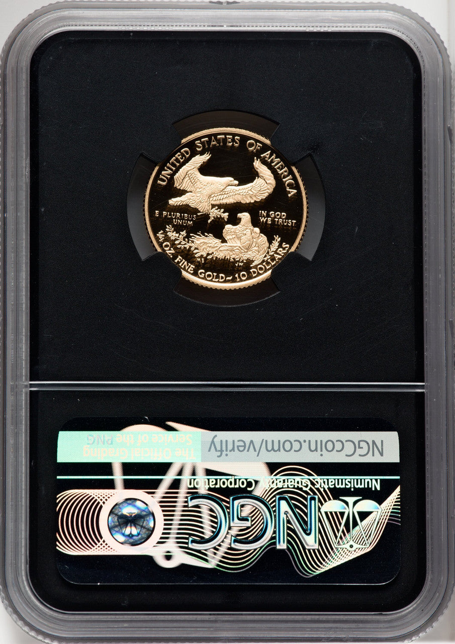 2021-W G$10 Quarter Ounce Gold Eagle Type One First Day of Issue NGC PF70