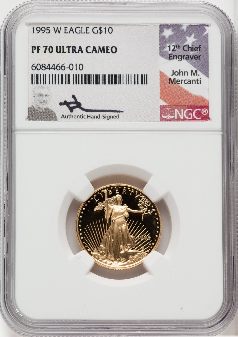 1995-W $10 Quarter-Ounce Gold Eagle NGC PF70 Mercanti
