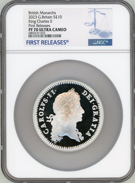 2023 British Monarchs 10 Pounds G. Britain Charles II PF70 NGC