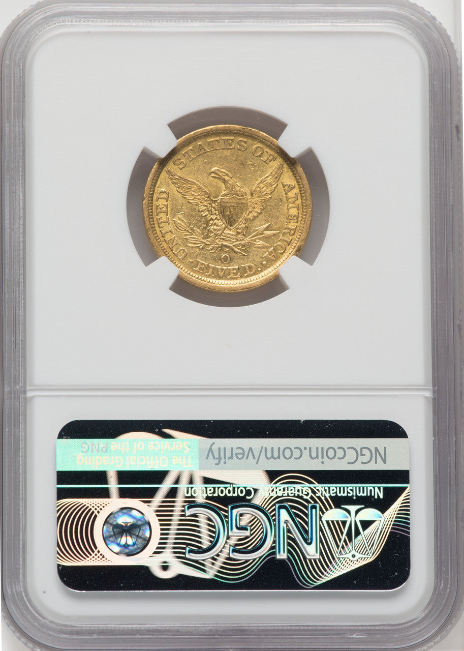1844-O $5 CAC Liberty Half Eagle NGC AU58