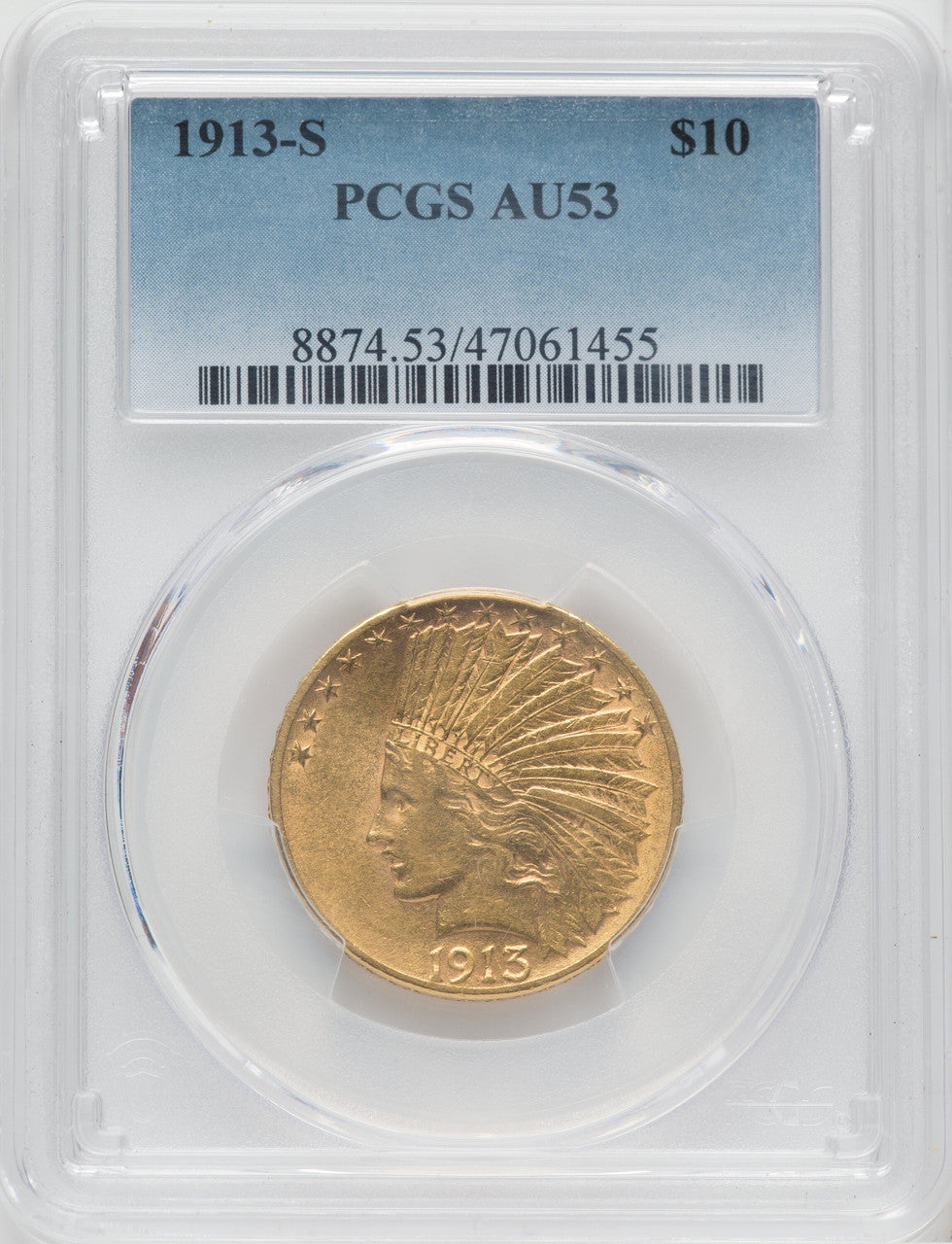 1913-S $10 Indian Eagle PCGS AU53