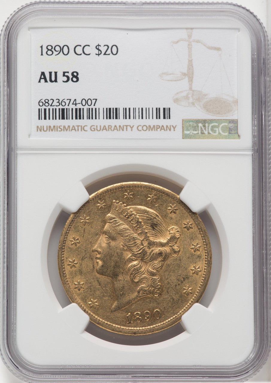 1890-CC $20 Liberty Double Eagle NGC AU58