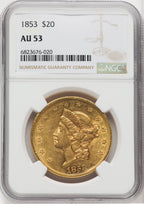 1853 $20 Liberty Double Eagle NGC AU53 (763496042)