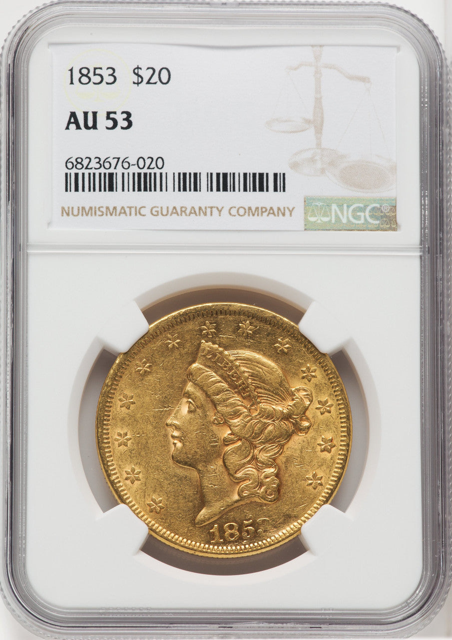 1853 $20 Liberty Double Eagle NGC AU53 (763496042)
