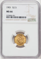 1901 $2.50 Liberty Quarter Eagle NGC MS66