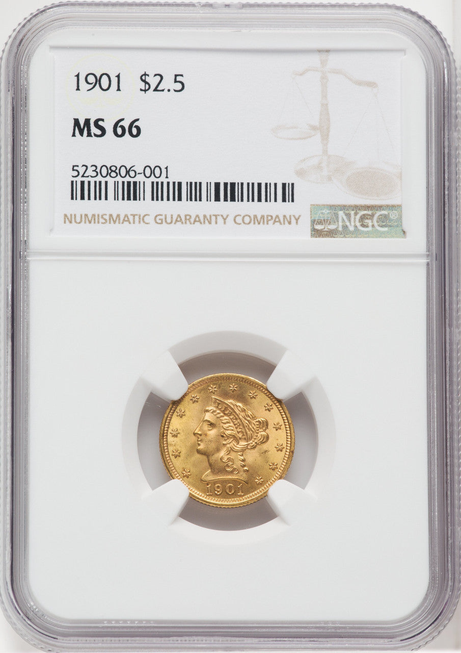 1901 $2.50 Liberty Quarter Eagle NGC MS66