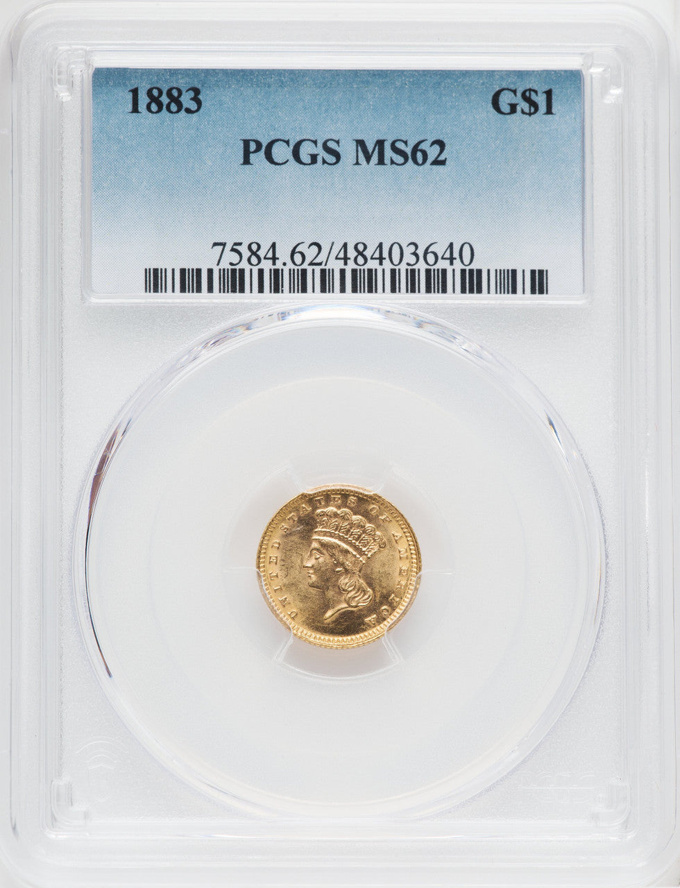 1883 G$1 Gold Dollar PCGS MS62