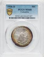 1936-D 50C Columbia Commemorative Silver PCGS MS68