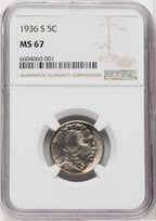 1936-S 5C Buffalo Nickel NGC MS67