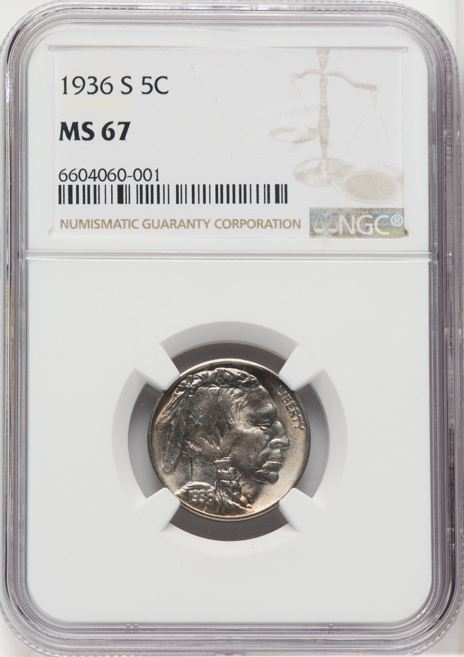 1936-S 5C Buffalo Nickel NGC MS67