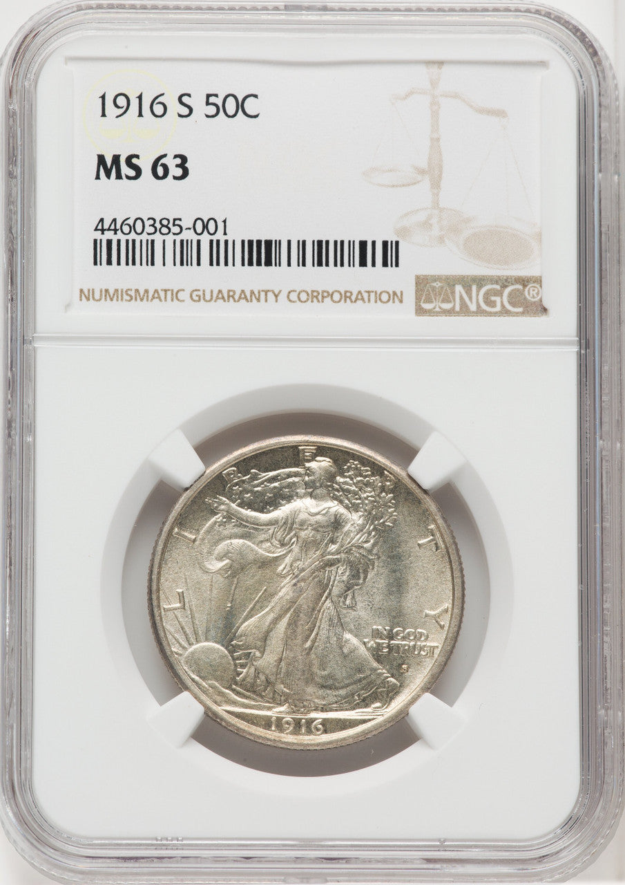 1916-S 50C Walking Liberty Half Dollar NGC MS63