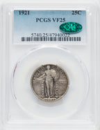 1921 25C CAC Standing Liberty Quarter PCGS VF25